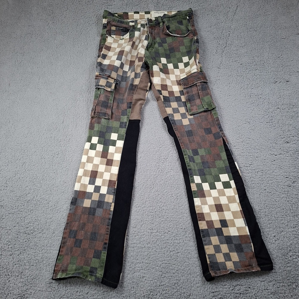 Men's Slim Fit Stacked Digital Camo Twill Pant size 34x36 Cargo Pants Stretch